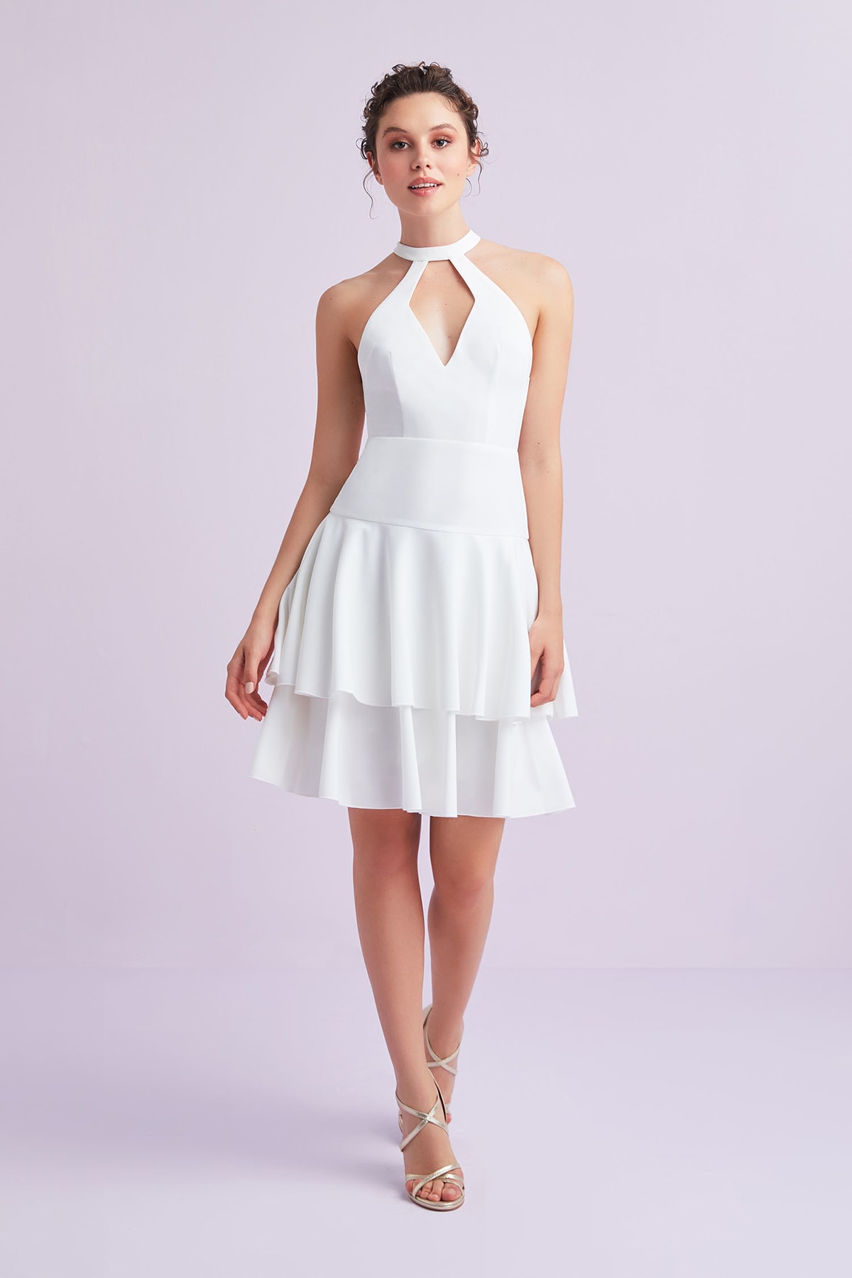 White halter dress short hotsell