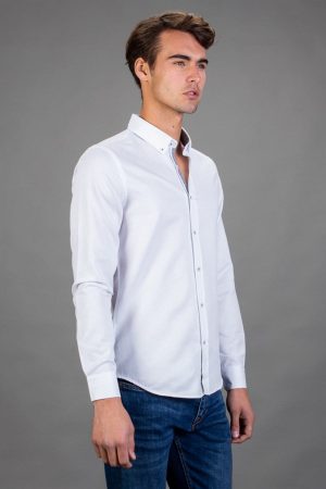 Men’s White Slim Fit Sport Shirt