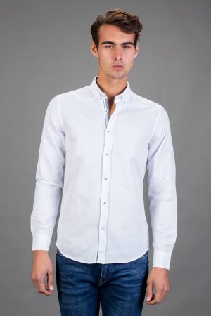 Men’s White Slim Fit Sport Shirt