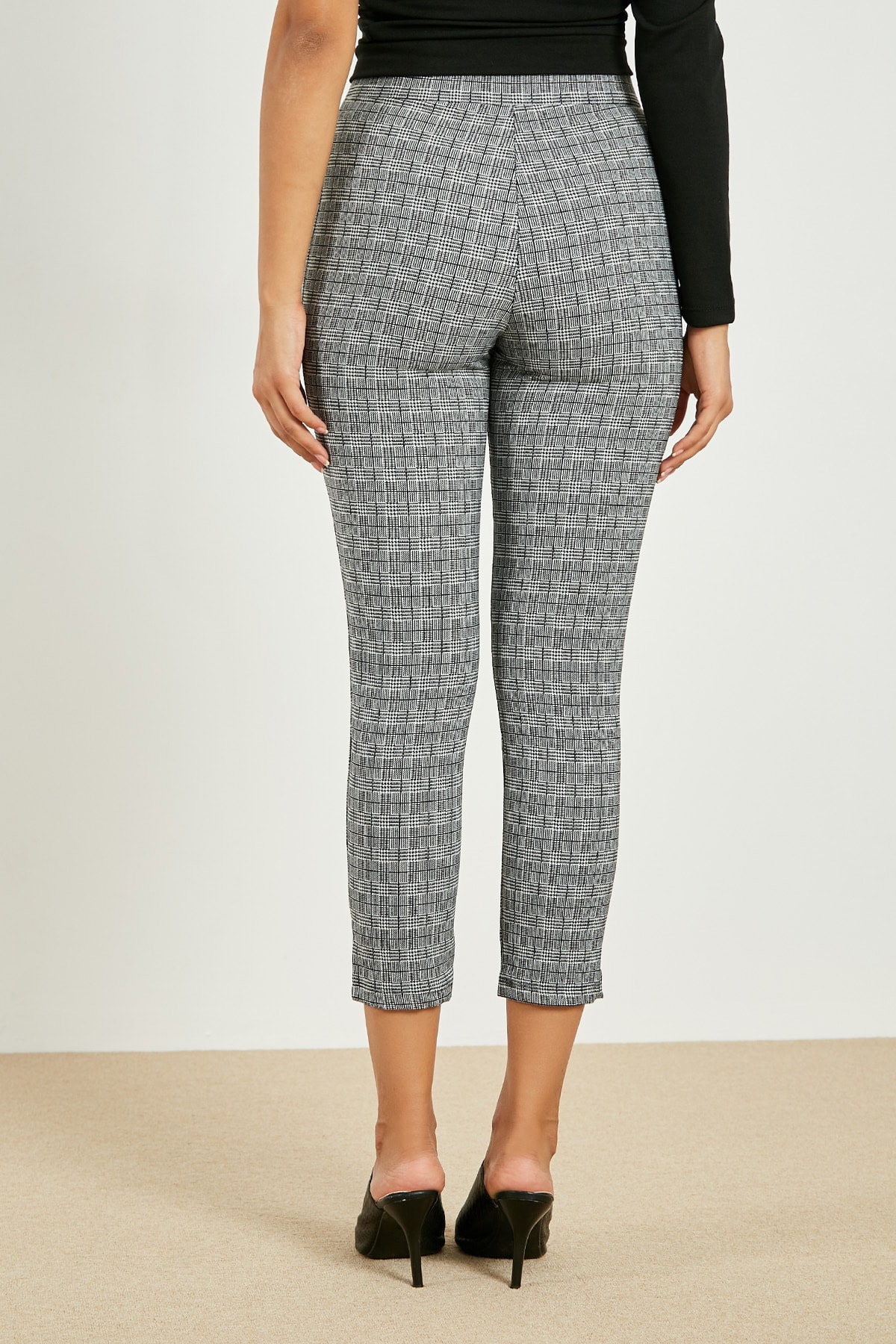 Plaid Wide Leg Pants for Women in Black | 501-05349-1 – Glik's