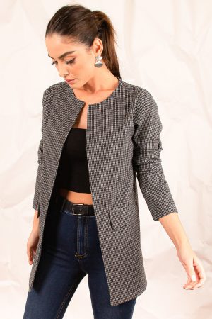 Women’s Smoked Pocket Clam-shell Gingham Jacket