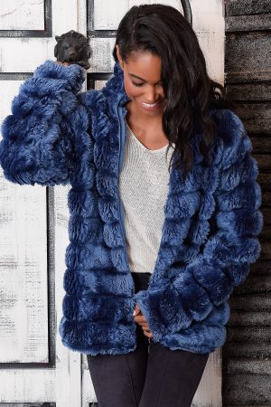 Women’s Blue Plush Fur Jacket