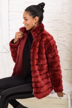 Women’s Red Plush Fur Jacket