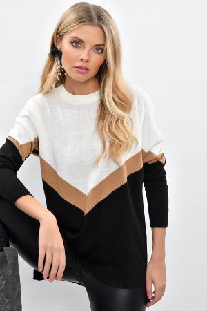 Women White-Black Sweater Pullover