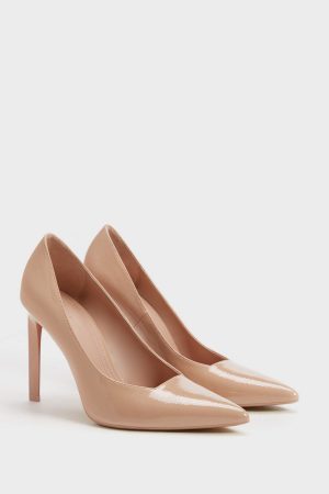 Women’s Beige Patent Leather Stiletto Heeled Shoes