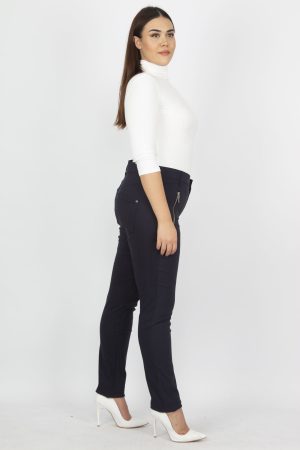 Women’s Navy Blue Zipper Detail Trousers