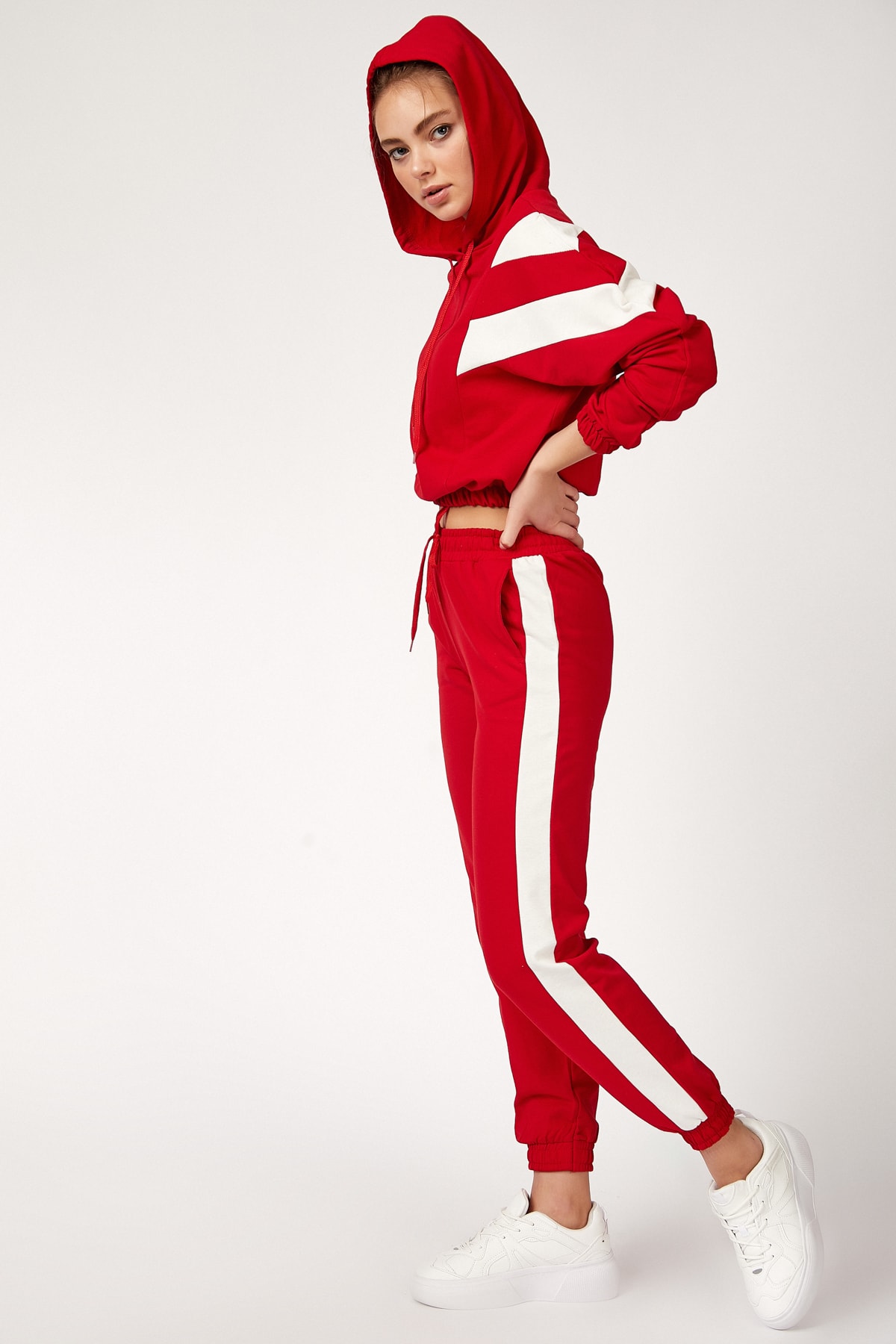 Red Hooded Bottom Top Tracksuit - Beren Store