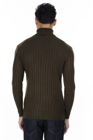 Men’s Green Slim Fit Turtleneck Knitwear Sweater