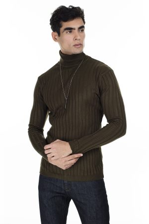 Men’s Green Slim Fit Turtleneck Knitwear Sweater