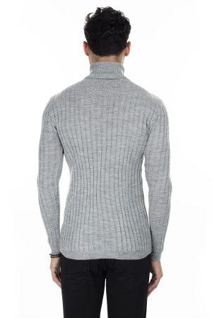 Men’s Silver Slim Fit Turtleneck Knitwear Sweater