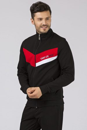 Men’s Sport Front Garment Black Tracksuit Set