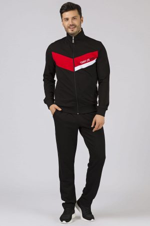 Men’s Sport Front Garment Black Tracksuit Set