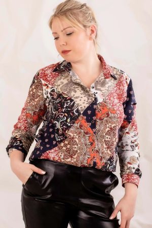 Women’s Dark Blue Color Patterned Shirt