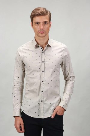 Men’s Shirt Cream Printed Extra Slim Fit