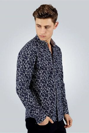 Men’s Slim Fit Sailor Patterned Sports Shirt