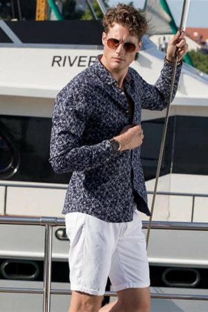 Men’s Slim Fit Sailor Patterned Sports Shirt