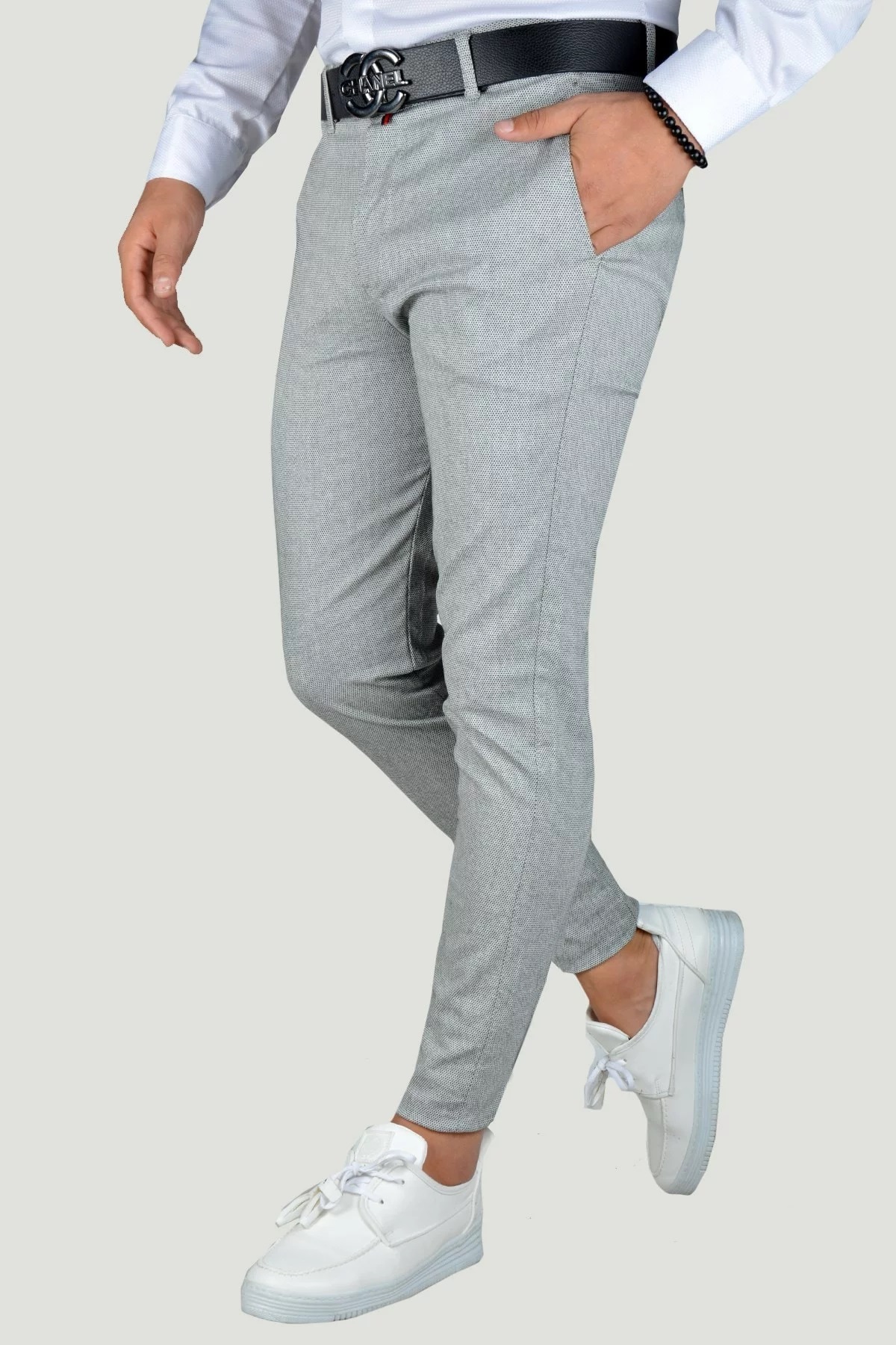 Men's Gray Linen Pants - Beren Store