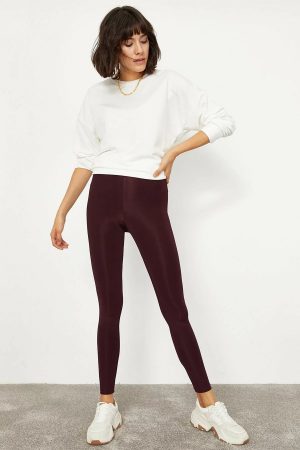 Women’s Plum Long Belt Harness Shiny Leggings
