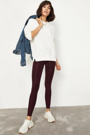 Women’s Plum Long Belt Harness Shiny Leggings