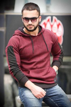 Men’s Dark Red Hooded Sweatshirt