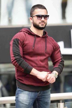 Men’s Dark Red Hooded Sweatshirt