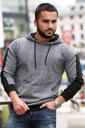 Men’s Black White Hooded Sweatshirt
