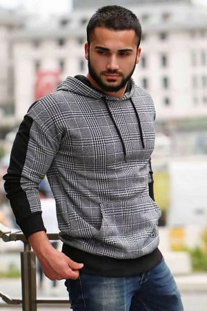 Men’s Black White Hooded Sweatshirt