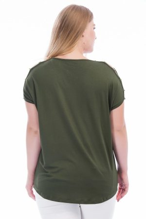 Women’s Green Shoulder Decollete Viscose Blouse