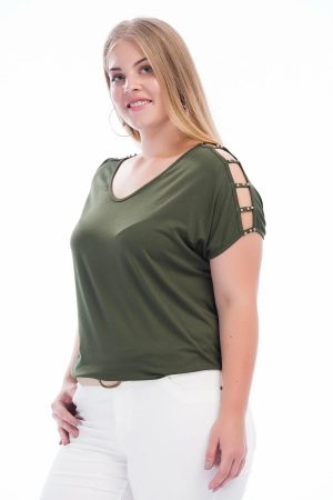 Women’s Green Shoulder Decollete Viscose Blouse