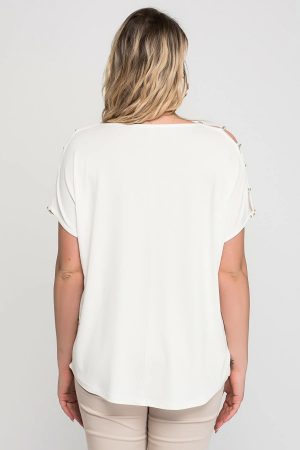 Women’s White Shoulder Decollete Viscose Blouse