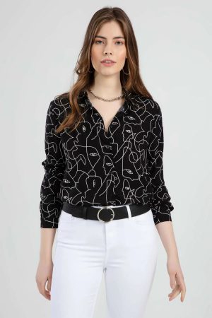 Women’s Black Eye Printed Long Sleeve Shirt