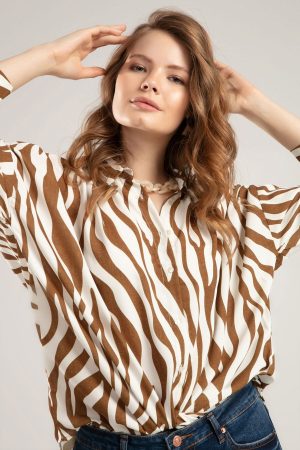 Women’s Camel Zebra Pattern Shirt