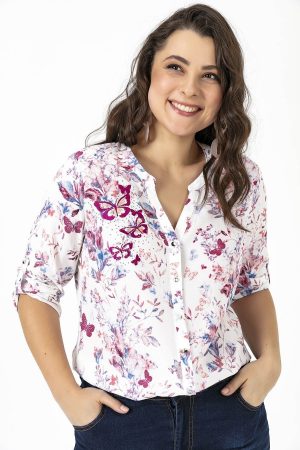 Women’s White Plus Size Crepe Shirt