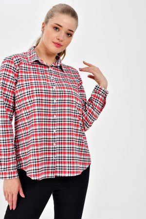 Women’s Red Plaid Pattern Shirt