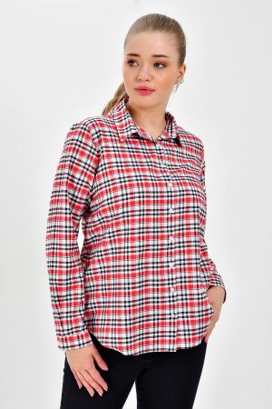 Women’s Red Plaid Pattern Shirt