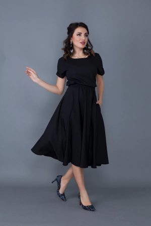 Women’s Black Waist Elastic Dress