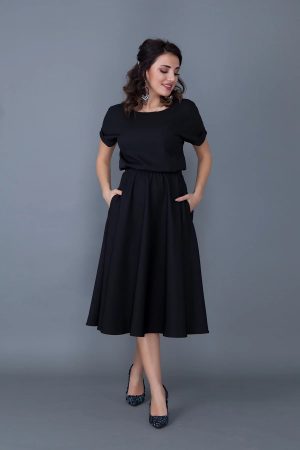 Women’s Black Waist Elastic Dress