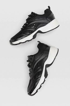 Women’s Black Stripe Thick Soled Sneakers