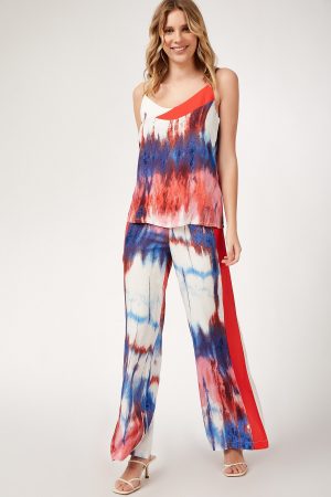 Women’s Blue Stripe Woven Bottom-Top Set