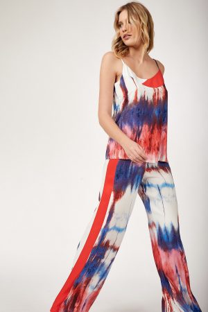 Women’s Blue Stripe Woven Bottom-Top Set