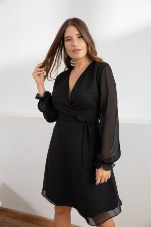 Women’s Black Misty Wrapped Dress