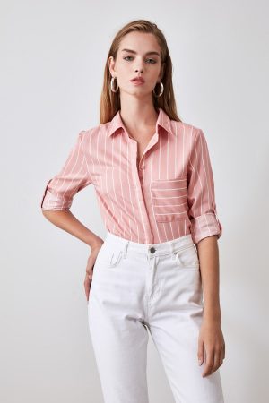 Women’s Pink Pocket Detailed Shirt
