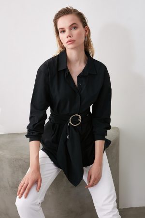 Women’s Black Buckle Detailed Shirt