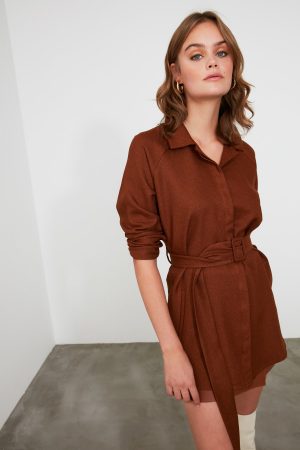 Women’s Brown Belted Shirt