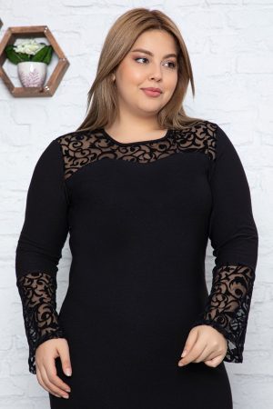 Women’s Black Plus Size Spanish Sleeve Dress