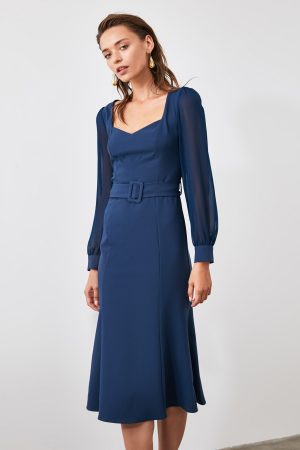 Women’s Navy Blue Belted Dress