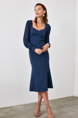 Women’s Navy Blue Belted Dress
