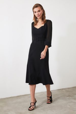 Women’s Black Belted Dress