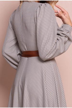 Women’s Gray Brown Leather Belt Dress