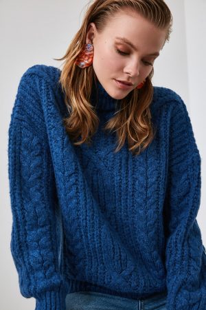 Women’s Navy Knit Detailed Sweater